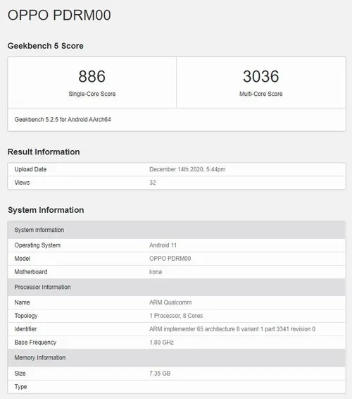 oppo pdrm00 geekbench