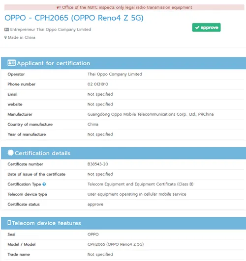oppo reno4 z nbtc certified 1