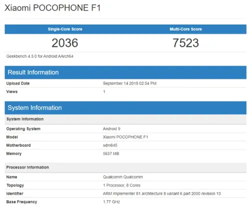 poco f1 geekbench