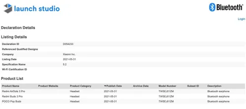 poco pop buds or redmi buds 3 pro bluetooth sig