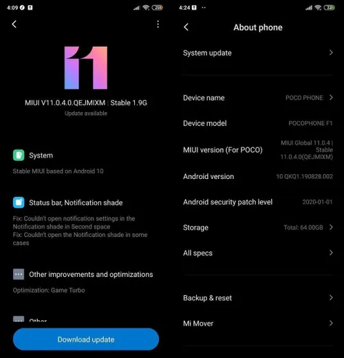 pocophone f1 android 10