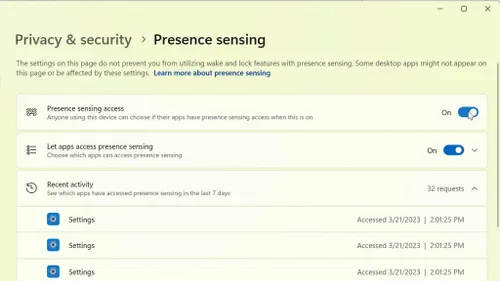 presense sensing settings 1280x720 1024x576 1