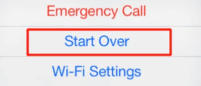 press start over for removing activation lock