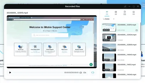 preview recorded files