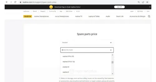 realme 9 4g on realme india website