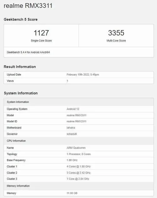 realme gt 2 global variant geekbench