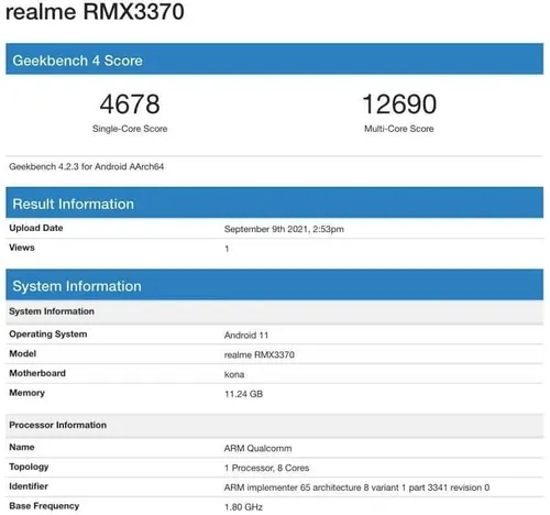 realme gt neo 2 rmx3370 geekbench