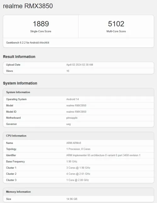 realme gt neo6 se geekbench