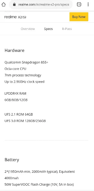 realme x2 pro 6gb 64gb variant india