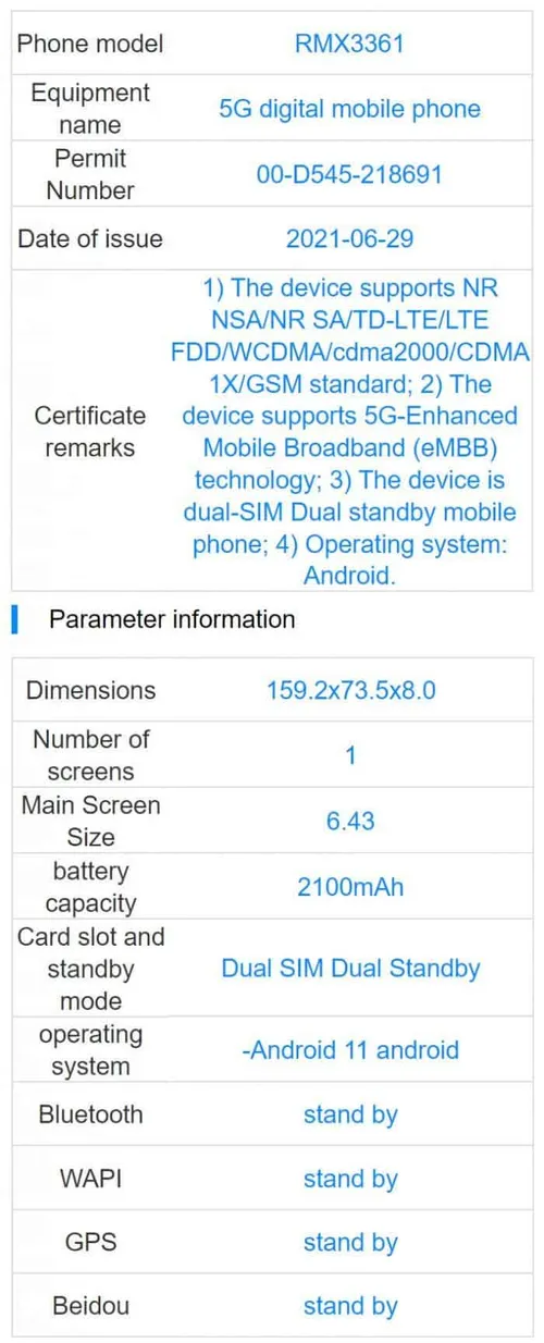 realme x9 tenaa certification
