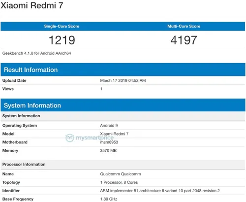 redmi 7 geekbench