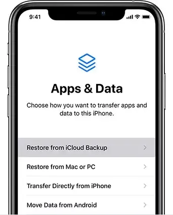 restoring backup with icloud