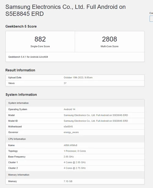 samsung exynos 1480 geekbench 5