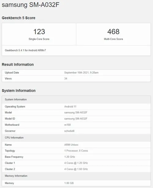 samsung galaxy a03 geekbench