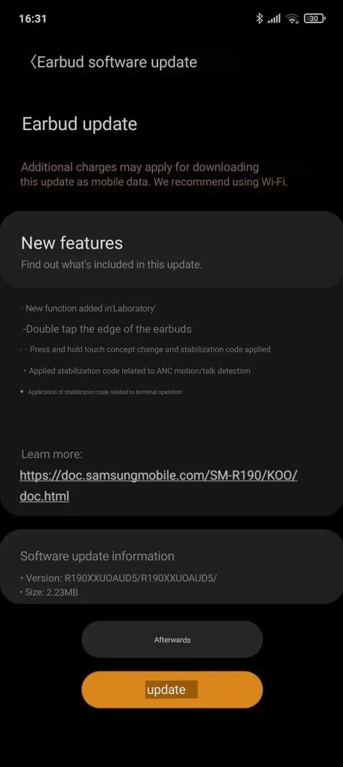 samsung galaxy buds pro software update april 2021 double tap edge
