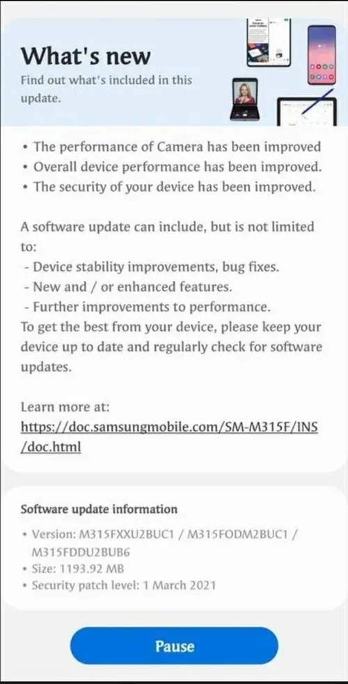 samsung galaxy m31 one ui 31 update changelog