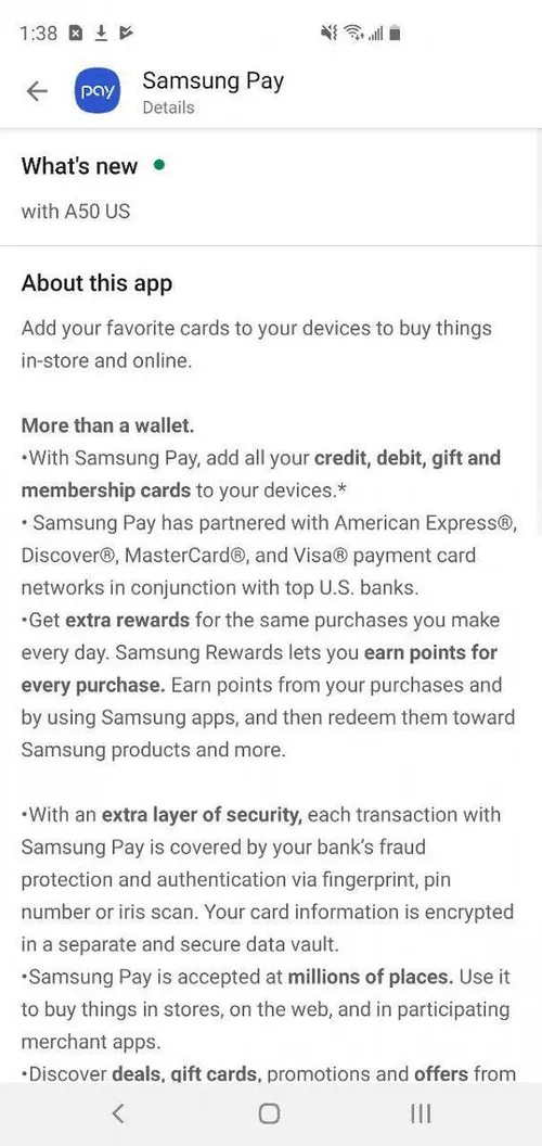 samsung pay galaxy a50