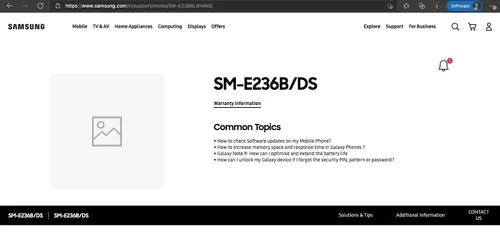 samsung sm e236b support page