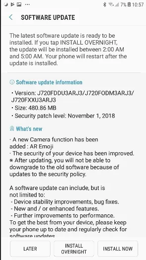 screenshot 2018 10 31 image from samsung galaxy j7 duo update brings ar emoji support november security patch