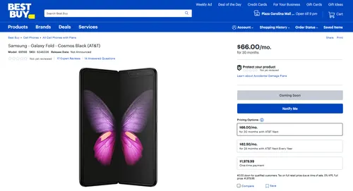 screenshot 2019 05 25 samsung galaxy fold cosmos black at t 6956b best buy