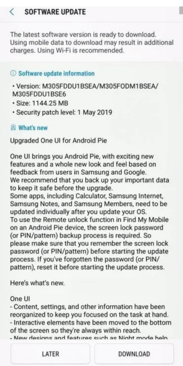 screenshot 2019 05 27 samsung begins android pie roll out for galaxy m30