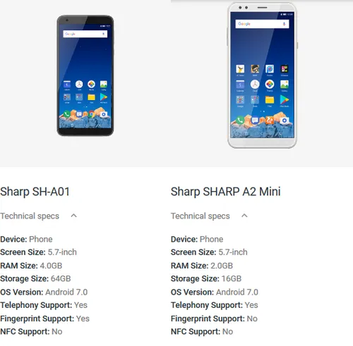 sharp sh a01 a2 mini android website