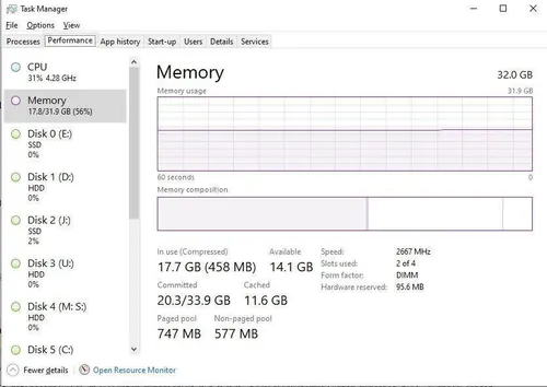 task manager memory