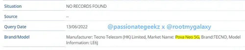 tecno pova neo 5g imei database