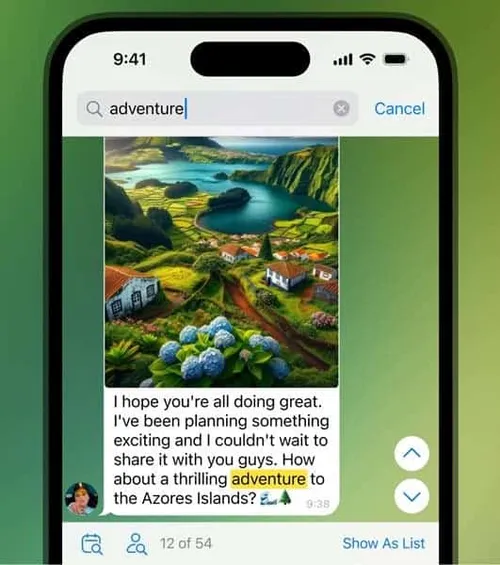 telegram upgraded search