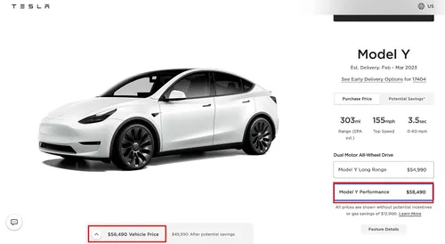 tesla model y performance price 500 increase u s