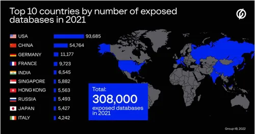 top 10 countries exposed database in 2021