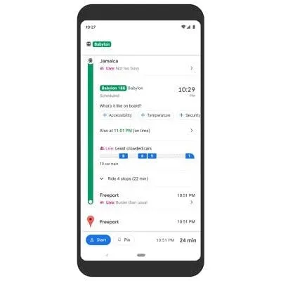 transit crowdedness google maps