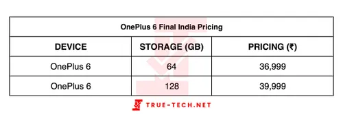 true tech oneplus 6 india final pricing