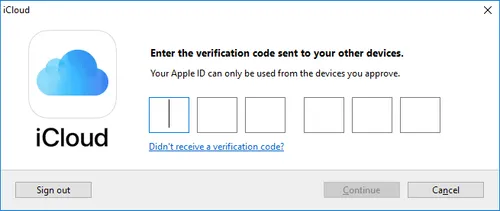 two factor authentication for icloud access in windows