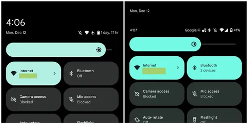 visual changes of new android 13 features