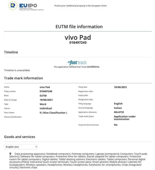 vivo pad euipo trademark