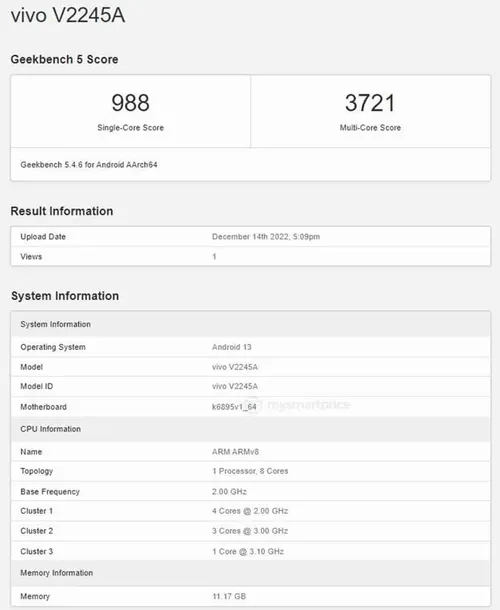 vivo s16 pro geekbench