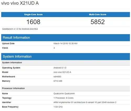 vivo x21 ud geekbench 1