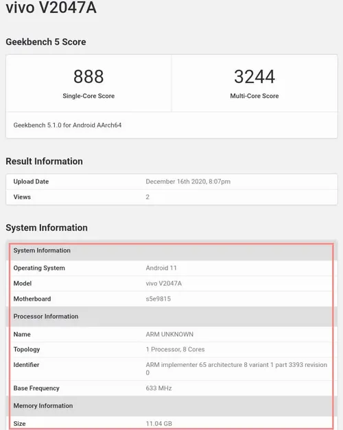 vivo x60 geekbench 1