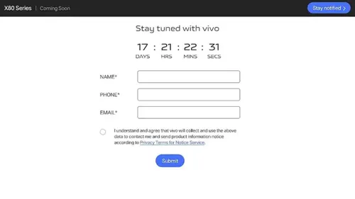 vivo x80 series india launch time