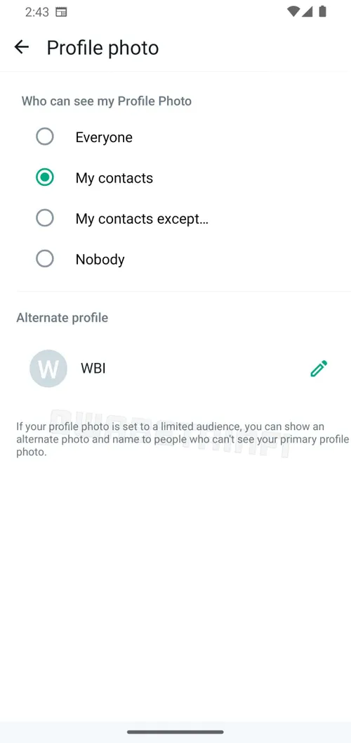 wa alternate profile privacy feature android