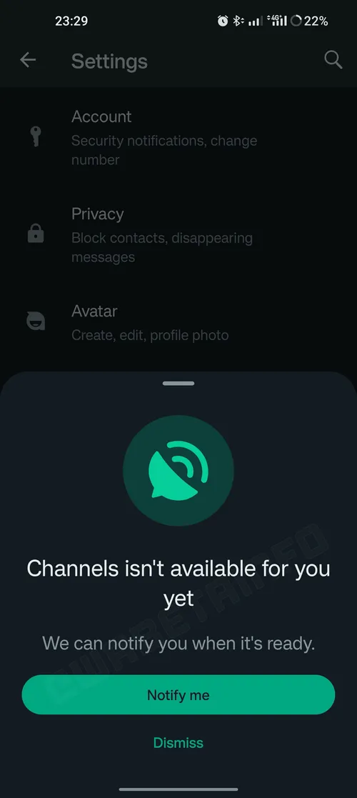 wa channel availability notification android
