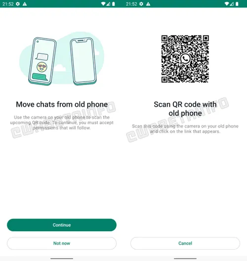 wa chat transfer receive android