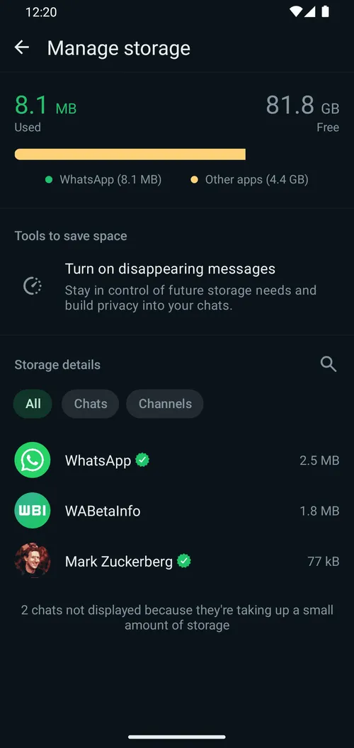 wa manage storage filters feature android