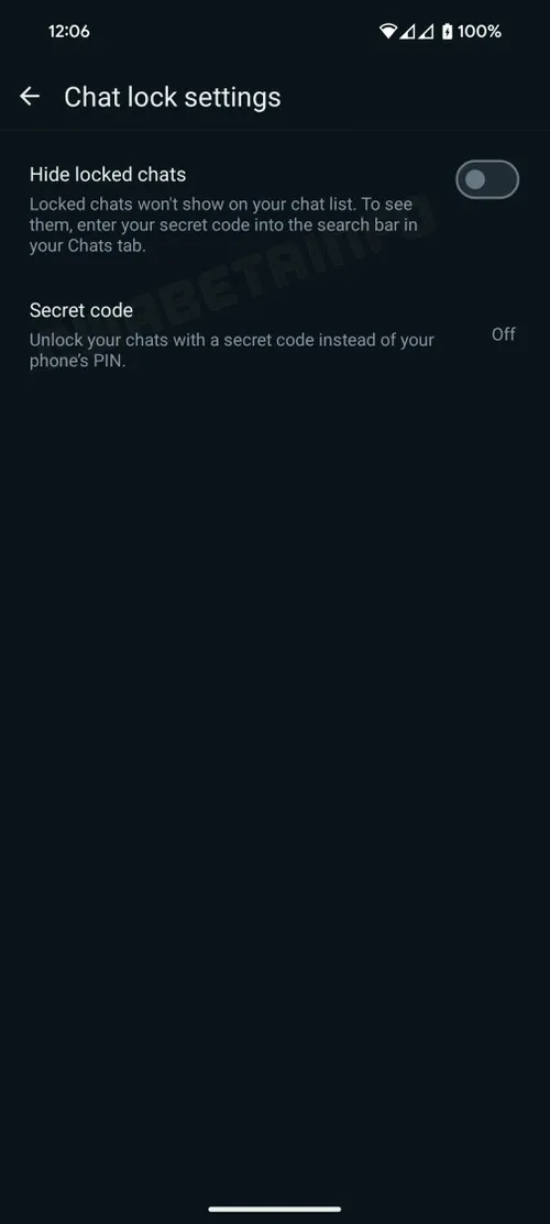 wa secret code hide locked chats feature android