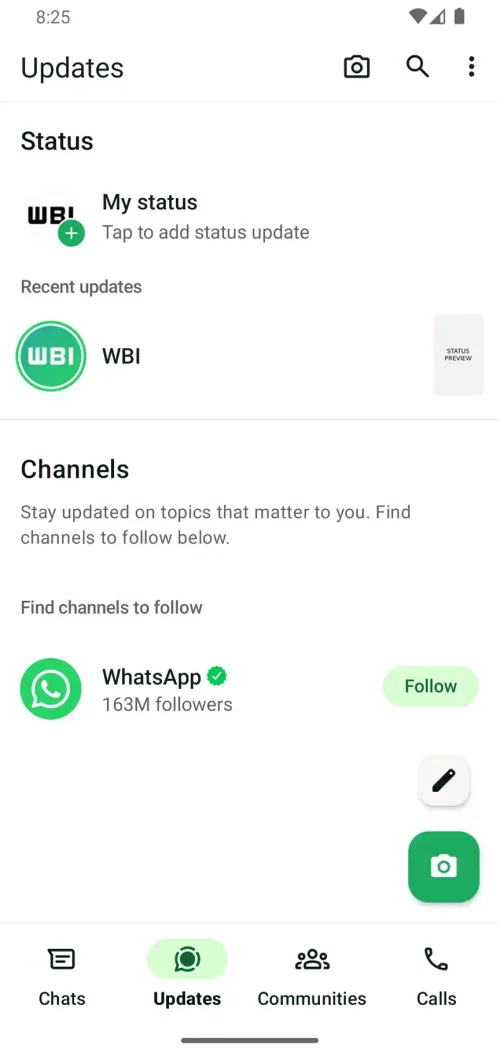 wa status preview feature android