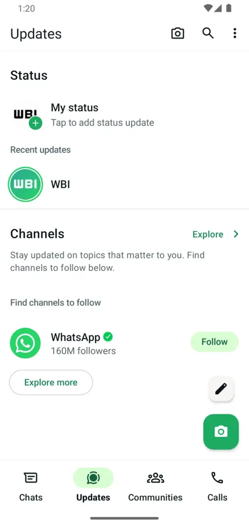 wa status updates ranking feature android