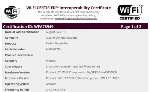 wi fi alliance redmi note 6 pro zidai1