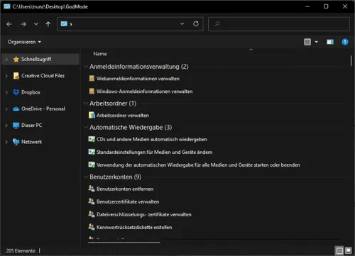 windows 11 god mode b