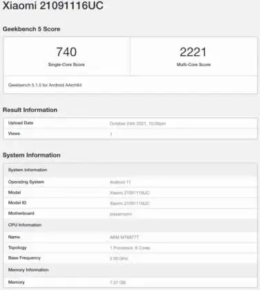 xiaomi 21091116c geekbench 696x654 1